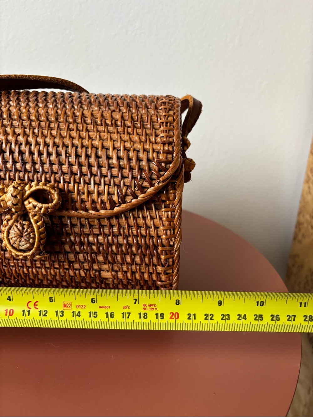 Bali Handwoven Brown Rattan Crossbody Bag with Leather Strap - Picture 7 of 8